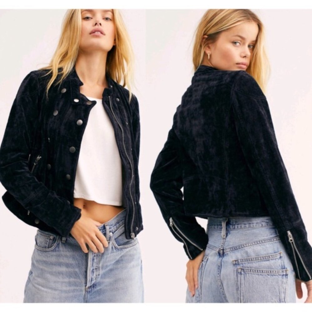 Free People Black Velvet Jacket